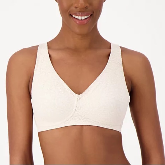 Breezies Floral Lace Wirefree Support Bra - champagne (sz 34C) A288000 - Picture 1 of 4